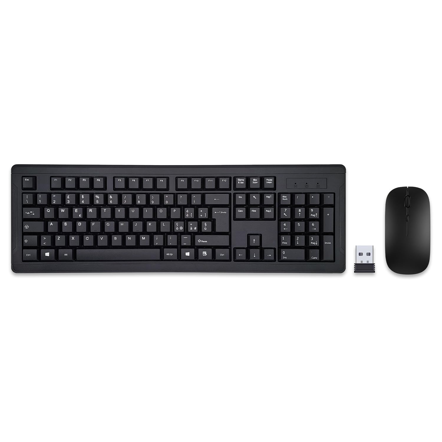 Kit Wireless USB Tastiera e Mouse, soluzione pratica per una postazione singola domestica o da ufficio, con periferiche leggere e facili da installare per un setup immediato