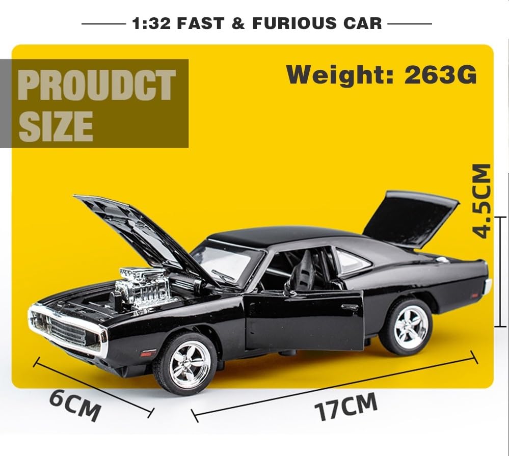 Image of Alokik Enterprise 1:32 Diecast Model Alloy F & F 7 Dodge Charger Alloy Metal Pull Back With 6 Openable Doors & Sound Light Auto Toy Car For Kids Best Gift Toys For Kids Boys?Colors As Per Stock?