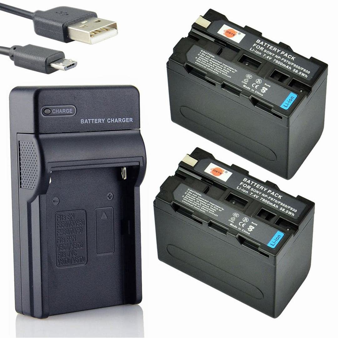 DSTE NP-F970 Li-ION Batterie (2-Pack) et Chargeur USB Costume Compatible pour Sony CCD-TR716 CCD-TR818 CCD-TR910 CCD-TR917 CCD-TR930 CCD-TR940