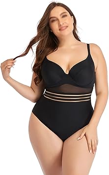 Black plus size swimwear Clearance