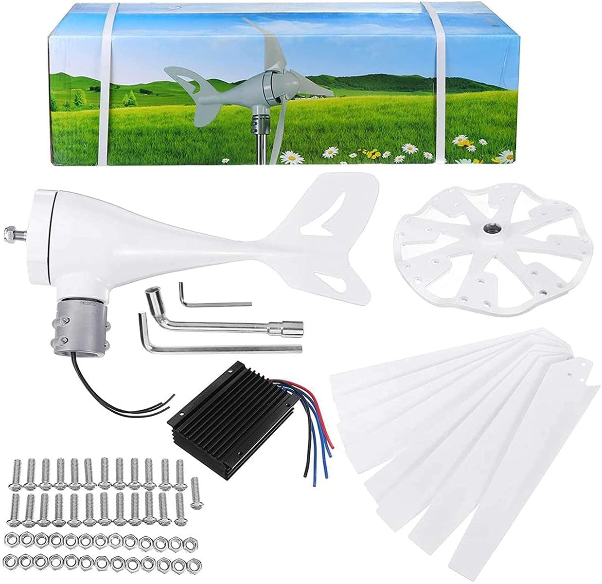 Turbina eolica da 8000 W con regolatore di carica, mulino a vento verticale, turbina di energia, generatori di energia eolica per giardino esterno