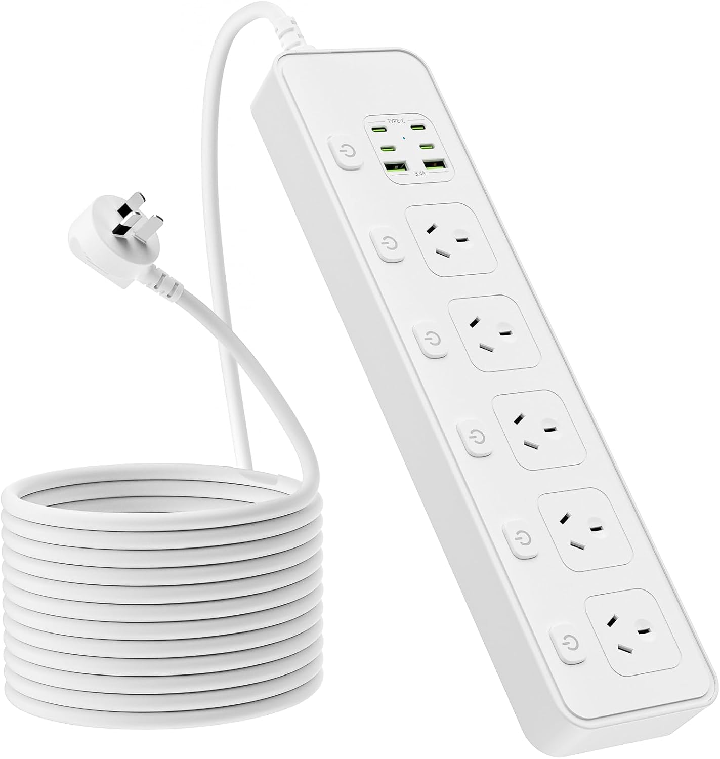 Power Board Individual Switch,11-in-1 Power Strip with 5 AC Outlets ...
