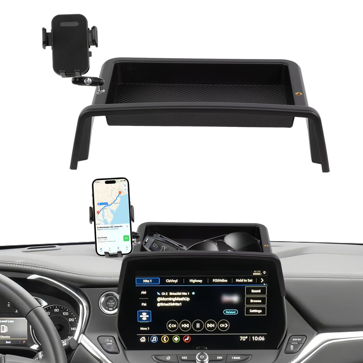 Car Phone Holder Compatible with Chevy Blazer 2023 2024 2025 Accessories 10.2-Inch Screen Fixed Clip, Cell Phone Mount with Dash Tray Center Console Organizer Hands-Free 360° Rotation