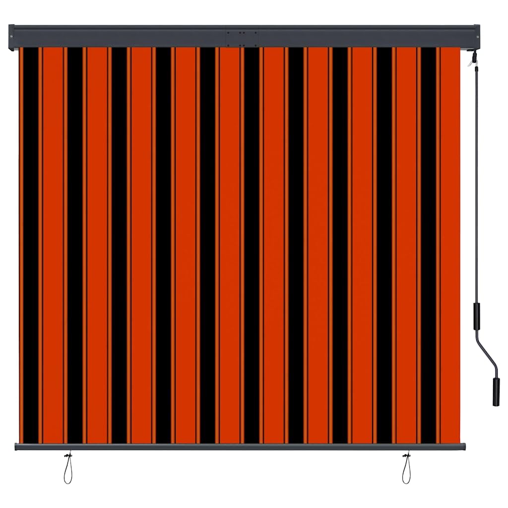 Store Roulant d'Extérieur Manuel 160x250 cm Orange et Marron, Volet Vertical pour Balcon Terrasse et Jardin, Store Vertical avec Manivelle et Coffre en Acier