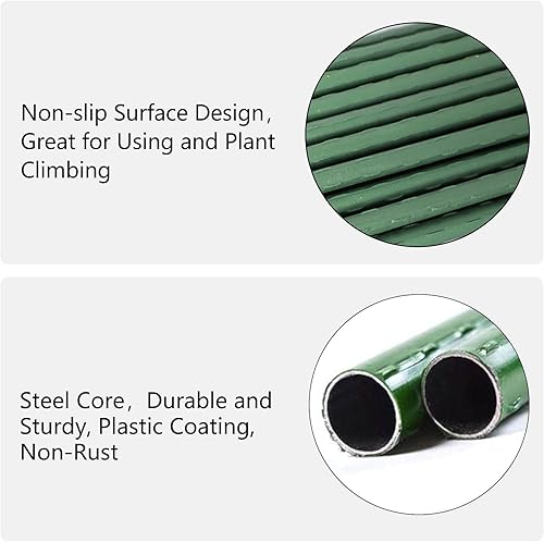 Miniatura 5 de Estacas de jardín de 60 pulgadas, estacas de acero hueco con revestimiento de plástico, estacas de tomate, paquete de 50