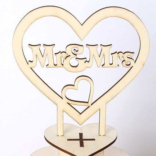 Miniatura 4 de Amosfun Soporte de exhibición de chocolate de madera de 7 capas en forma de corazón románticos delicados caramelos decoración de exhibición de