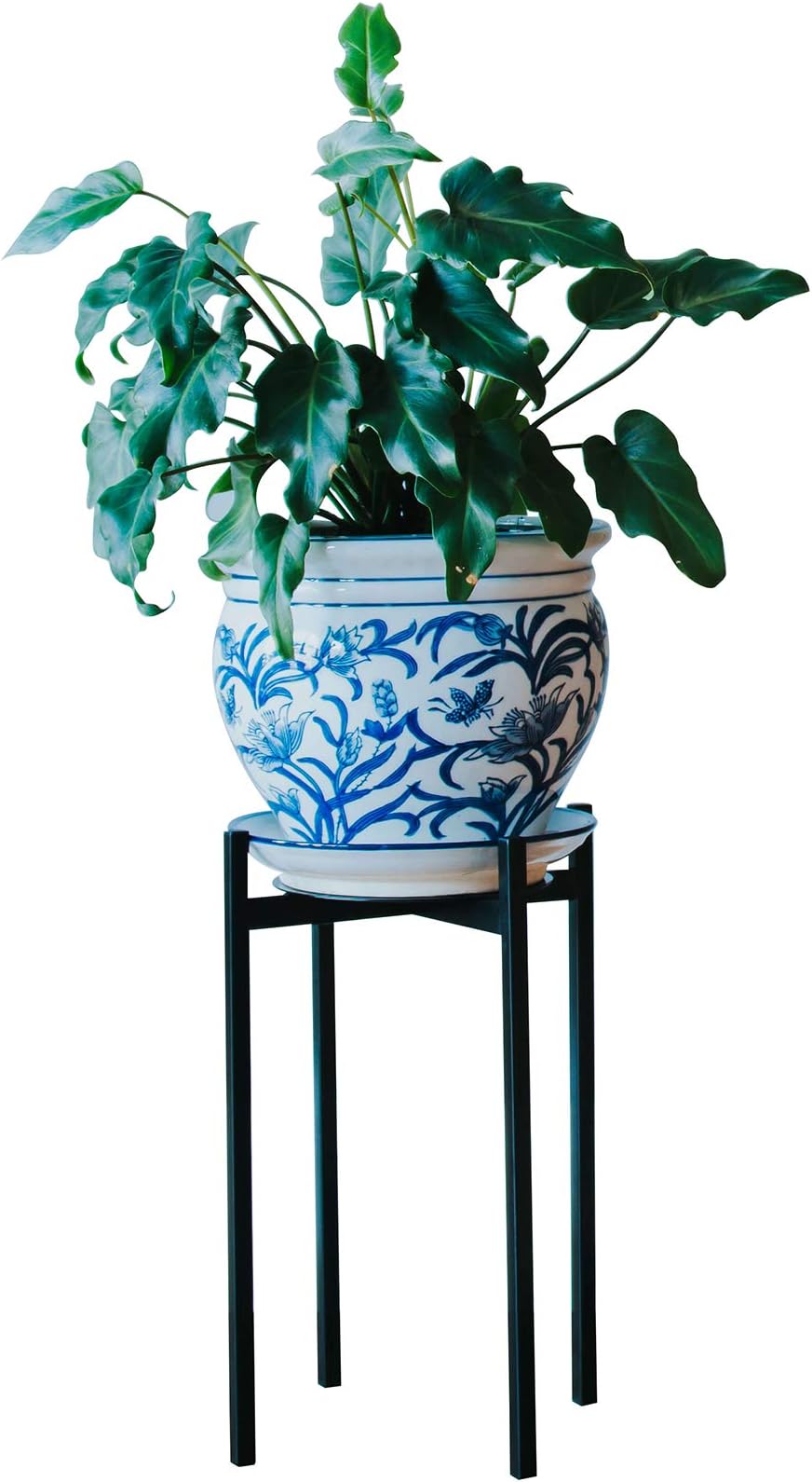 AUBURY Plant Stands for Indoor & Outdoor Pots - 9" Wide Rust Resistant Galvanized Steel, Non-Slip Rubber Feet to Protect Hard Floors - Sturdy Mid-Century Design Holds Plant Pots up to 75lbs (High)