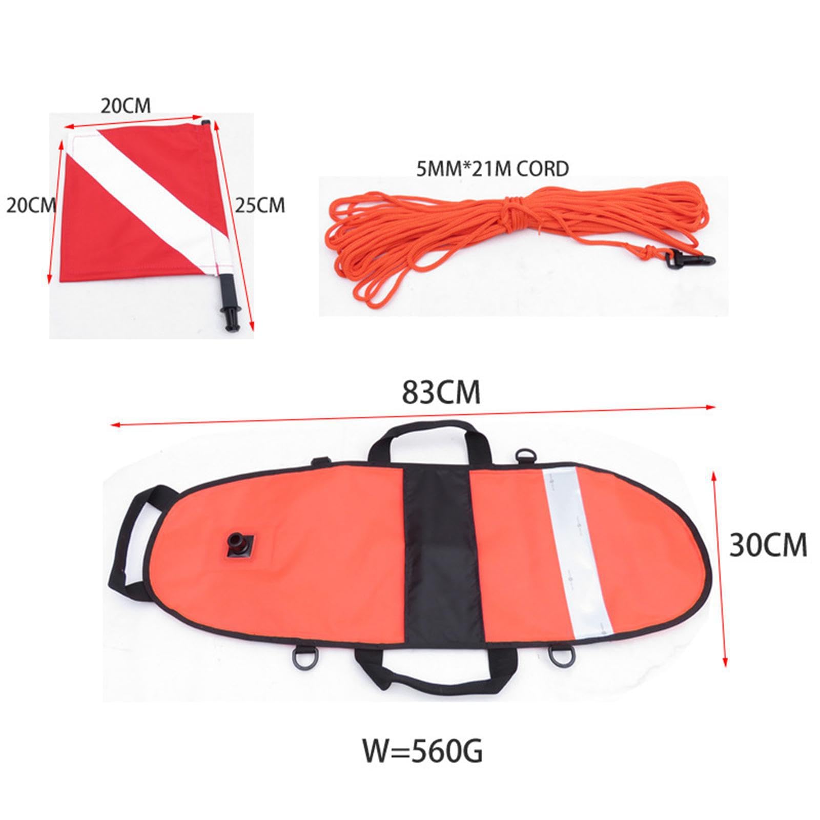 Boya de señalización de Buceo de Visibilidad con Bandera para Seguridad en Buceo con escafandra y Boya de Inflable con señal de Seguridad