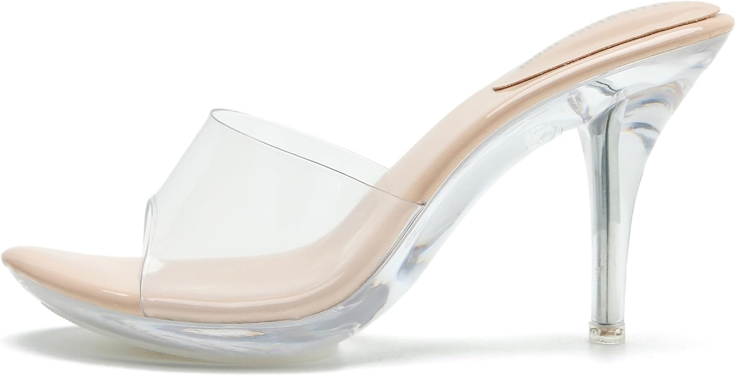 MAIERNISI JESSI Clear Heels for Women Sandals Transparent Sexy Stilletos Heels Slip on Wedding Dress Heel Mules - Image 6