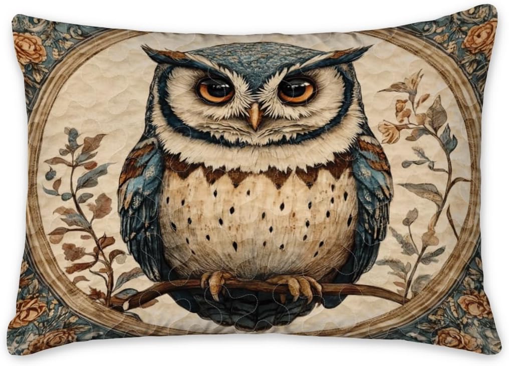 Owl Quilt Set Full/Queen/King - Floral Pattern Comforter for Adults, Girls, Women - Custom Bedding for Owl Lovers - Bedroom Decor