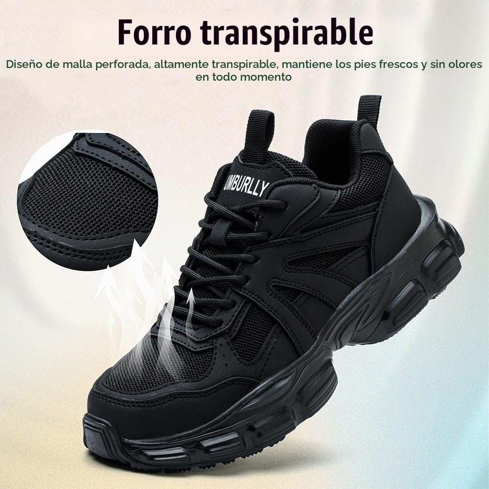 Zapatos de Seguridad para Mujer Ligeras Punta de Acero Zapatillas Cómodos Antideslizante de Trabajo Transpirable Calzado de Seguridad 36-42EU