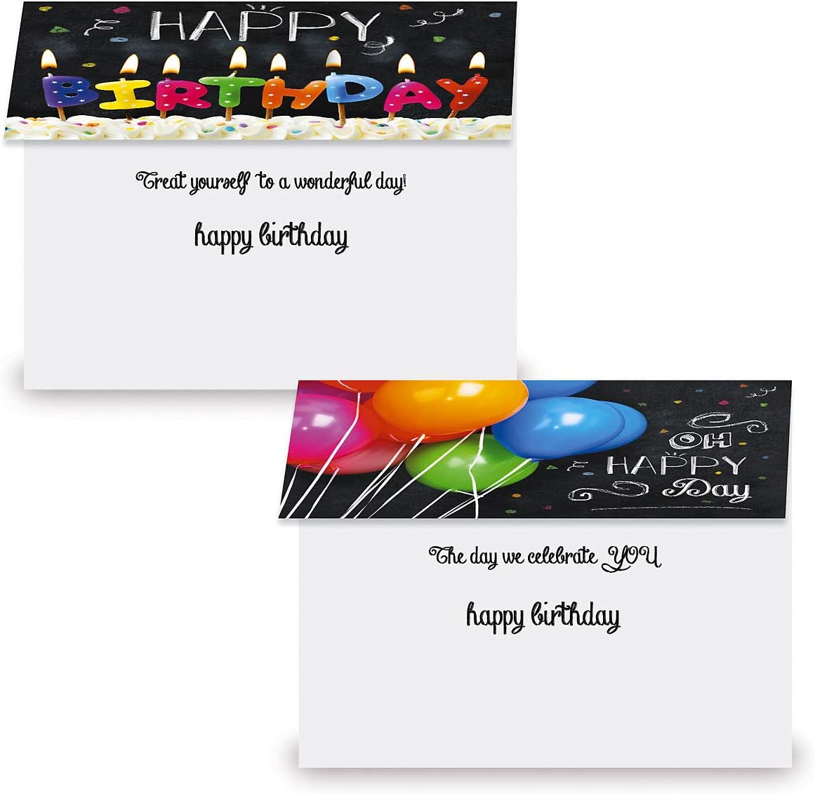 Current Bright Blackboard Birthday Greeting Card Value Pack – Set of 18 (9 Designs), Large 5 x 7 inches, Envelopes Included