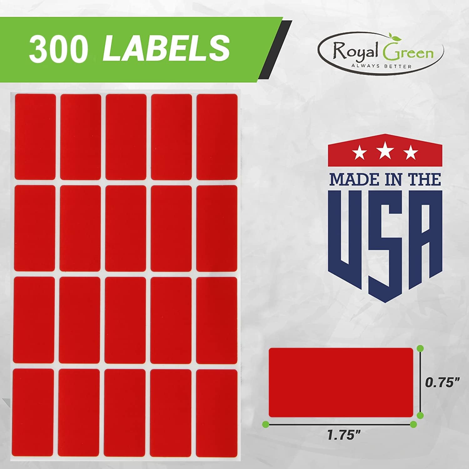 Royal Green Rectangle Shape Sticker 1.57 inch x 0.75 inch Black Stickers Rectangular Labels (40mm x 19mm) - 300 Pack - Image 2