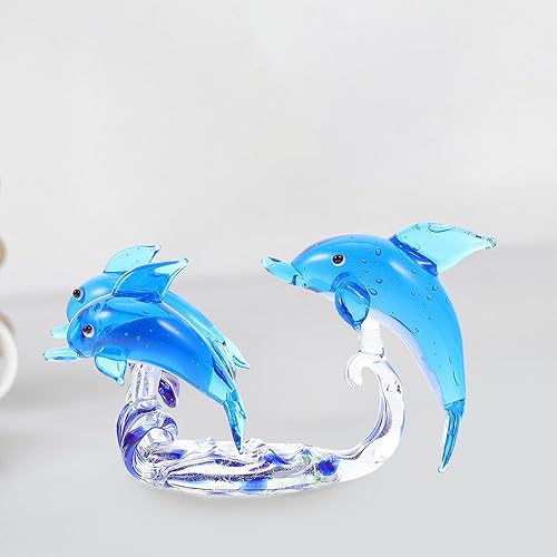 Miniatura 7 de BESPORTBLE Unique Glass Dolphin Figurine Cute Desktop Decor Compact Home Ornament Creative Tabletop Adorn for Office Bedroom Aesthetic Sculpture