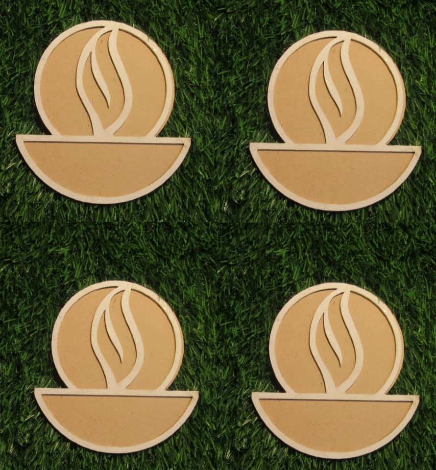 DIY MDF Readymade Set of 4 Diya Mat Easy to Use Rangoli Template Easy to Fill Wooden MDF Rangoli Boards for Indian Traditional Festival Decoration (Diya Size:- 5 Inches Each.)
