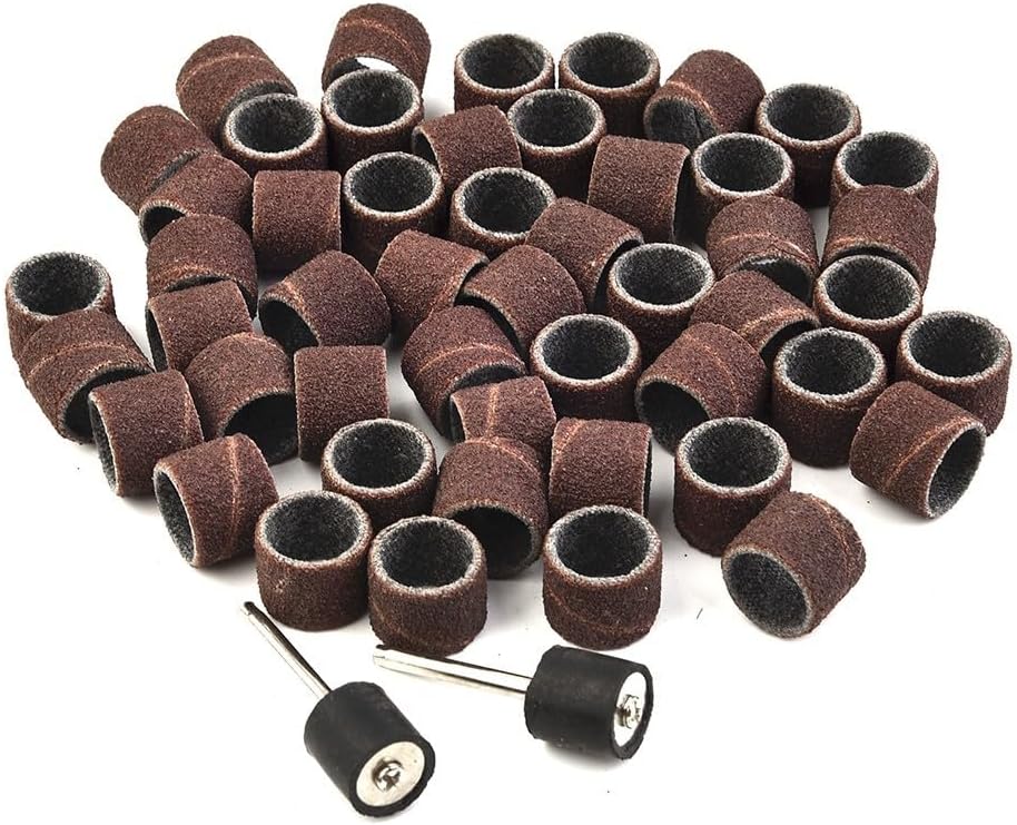 100 Pcs 80 Grit Sanding Bands For Rotary Tool With 2 Mandrels, Sanding Drum Sleeves For Wood Polishing, Metal Grinding, Craft Smoothing Attachments