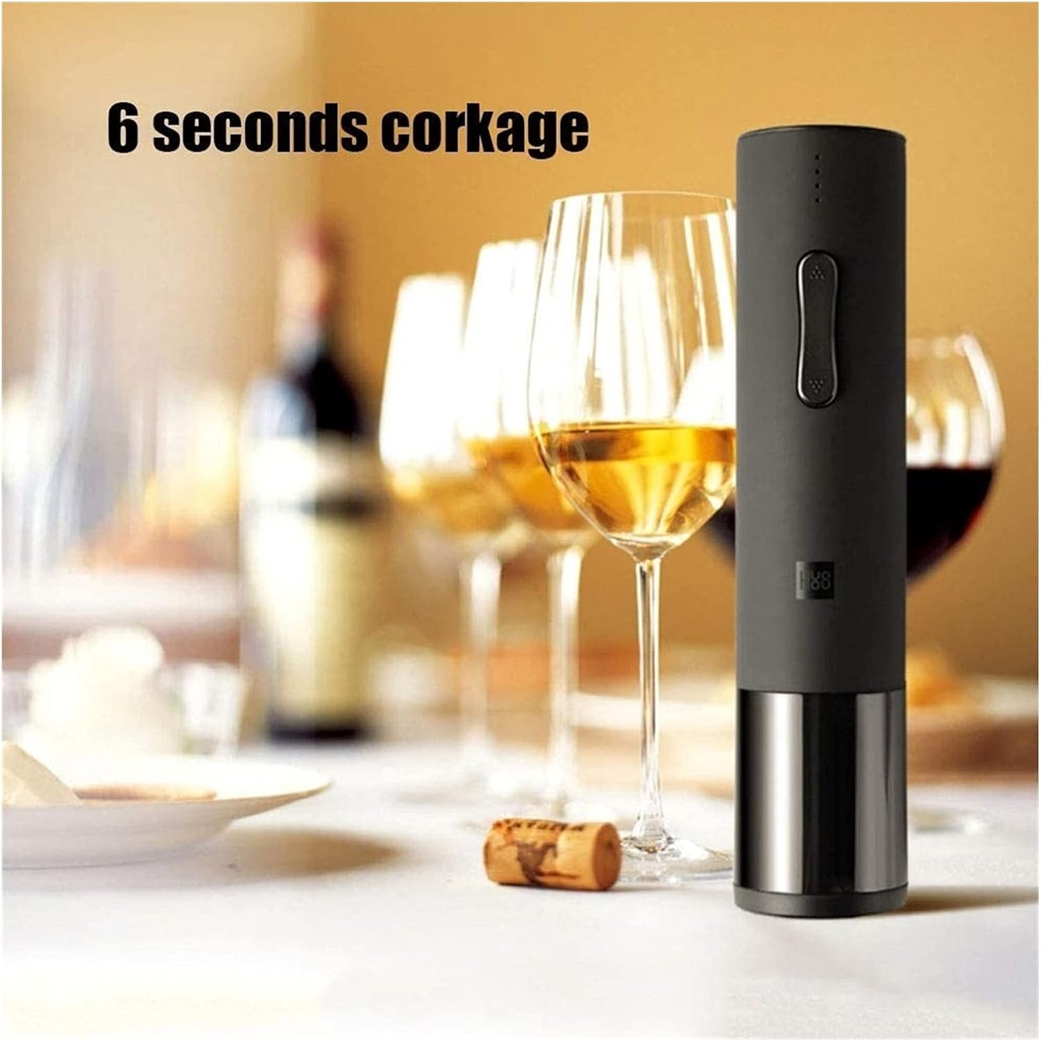 Electric Wine Opener Rechargeable Cordless Automatic Corkscrew Wine Bottle Opener with Foil Cutter USB Charging Cable Stainless Steel