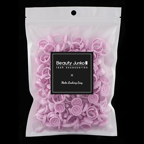 Miniatura 7 de Suministros de extensiones de pestañas, 100 anillos de pegamento, soporte para pegamento de pestañas para abanico de pestañas de volumen, taza de