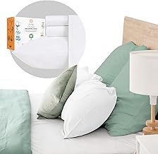 100% Organic Cotton Sheets - Crisp and Cooling Percale Weave, GOTS Certified 4 Piece Bedding Set, Deep Pocket with All-Around Elastic (Queen, Pure White)