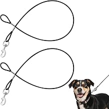 Anti Chew Dog Lead, 2PCS Metal Dog Lead Chain,Heavy-Duty Dogs Leads Extension Chew Proof Dogs Leads,Dog Seat Belts for Cars UK,Heavy Duty Training Chain Non-Tangle Short Pet Chains for Leash Collar