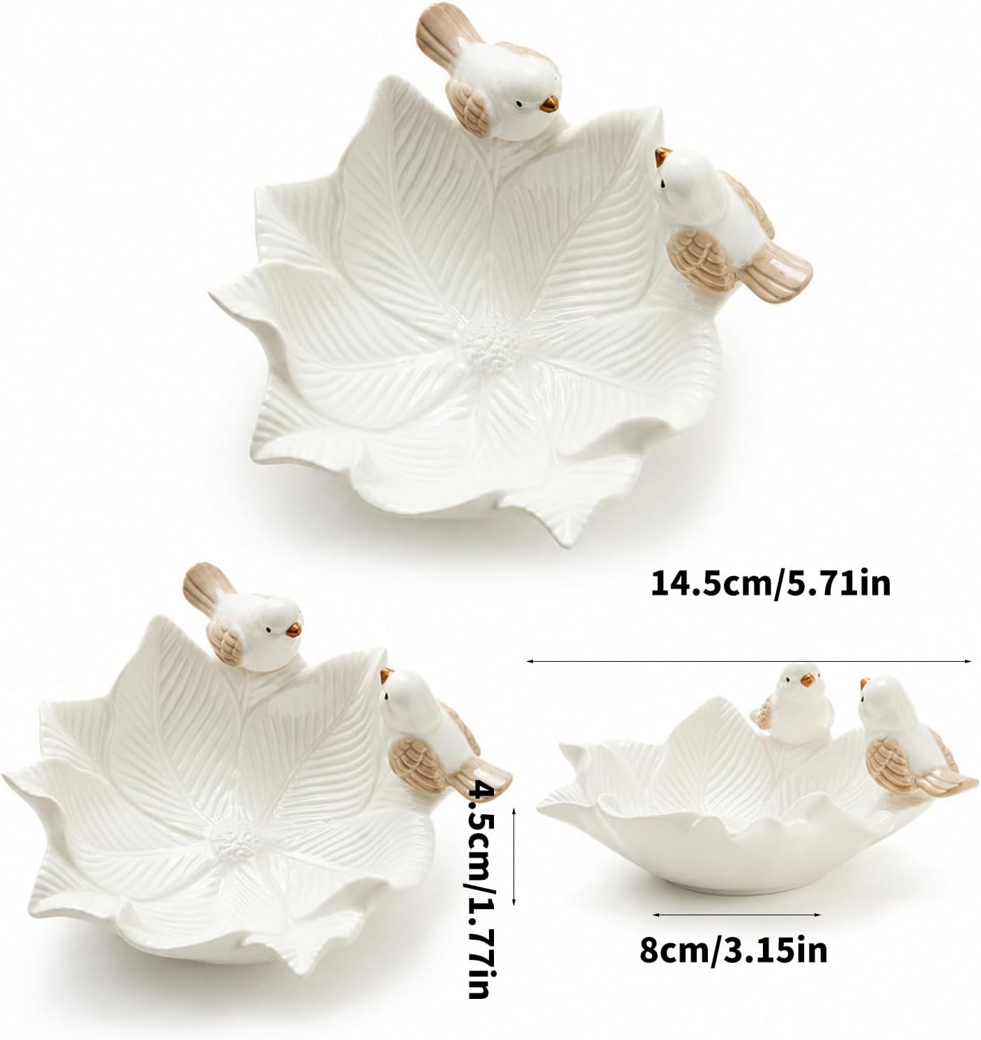 Balcony Bird Bath Water Tray Ceramic, White