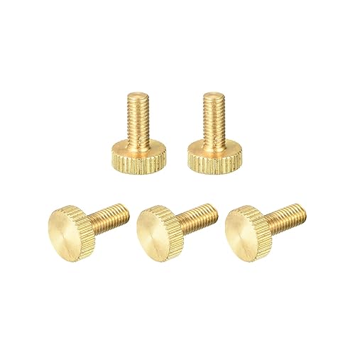 Miniatura 92 de uxcell Tornillos moleteados para pulgar, pernos planos de latón M6x10mm, perillas de agarre para PC, electrónico, mecánico, 5