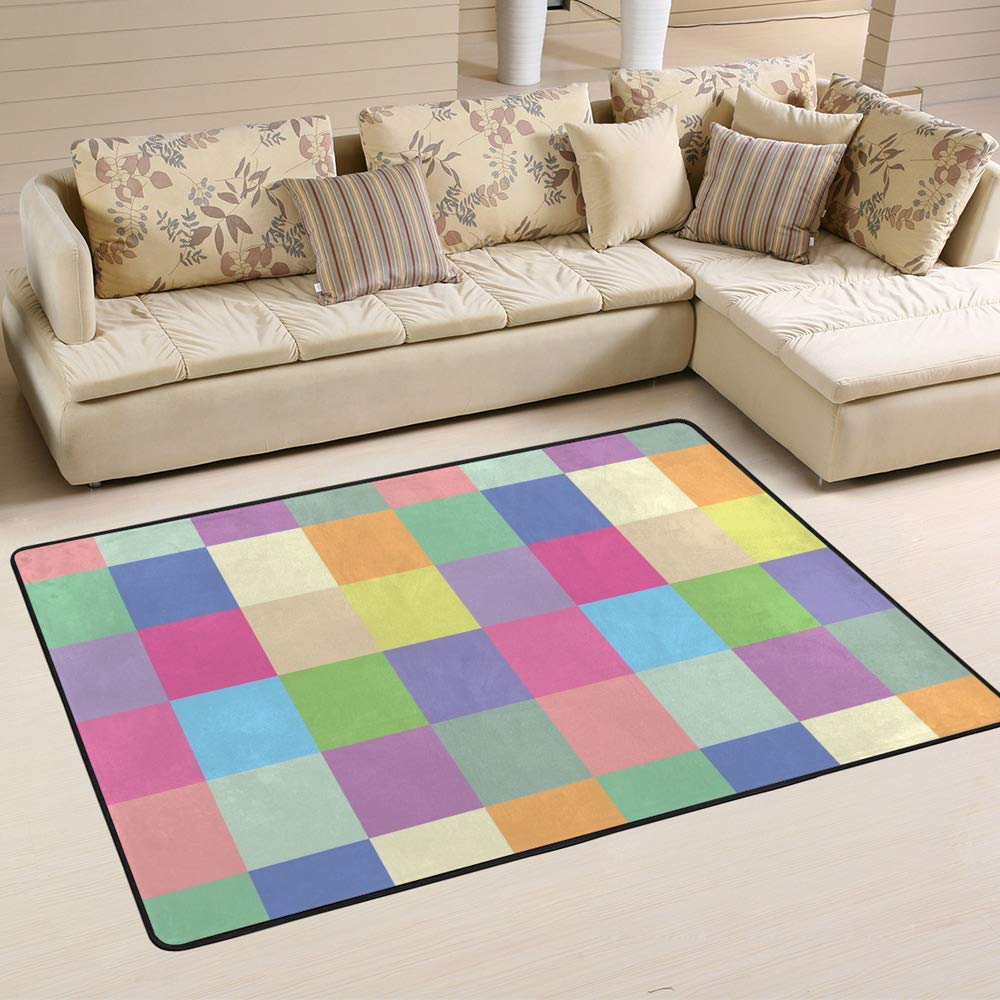 Tapis durable et anti-tache en velours corail doux Ruchen pastel