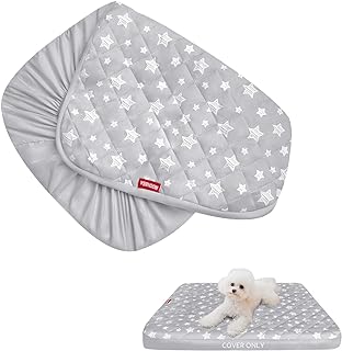 Waterproof Dog Bed Covers Replacement Washable Pet Hair Easy to Remove, Noiseless Quilted Puppy Pet Bed Cover Lovely Grey Star Print 15x20 Inches, for Dog/Cat, Cover Only - Buy now