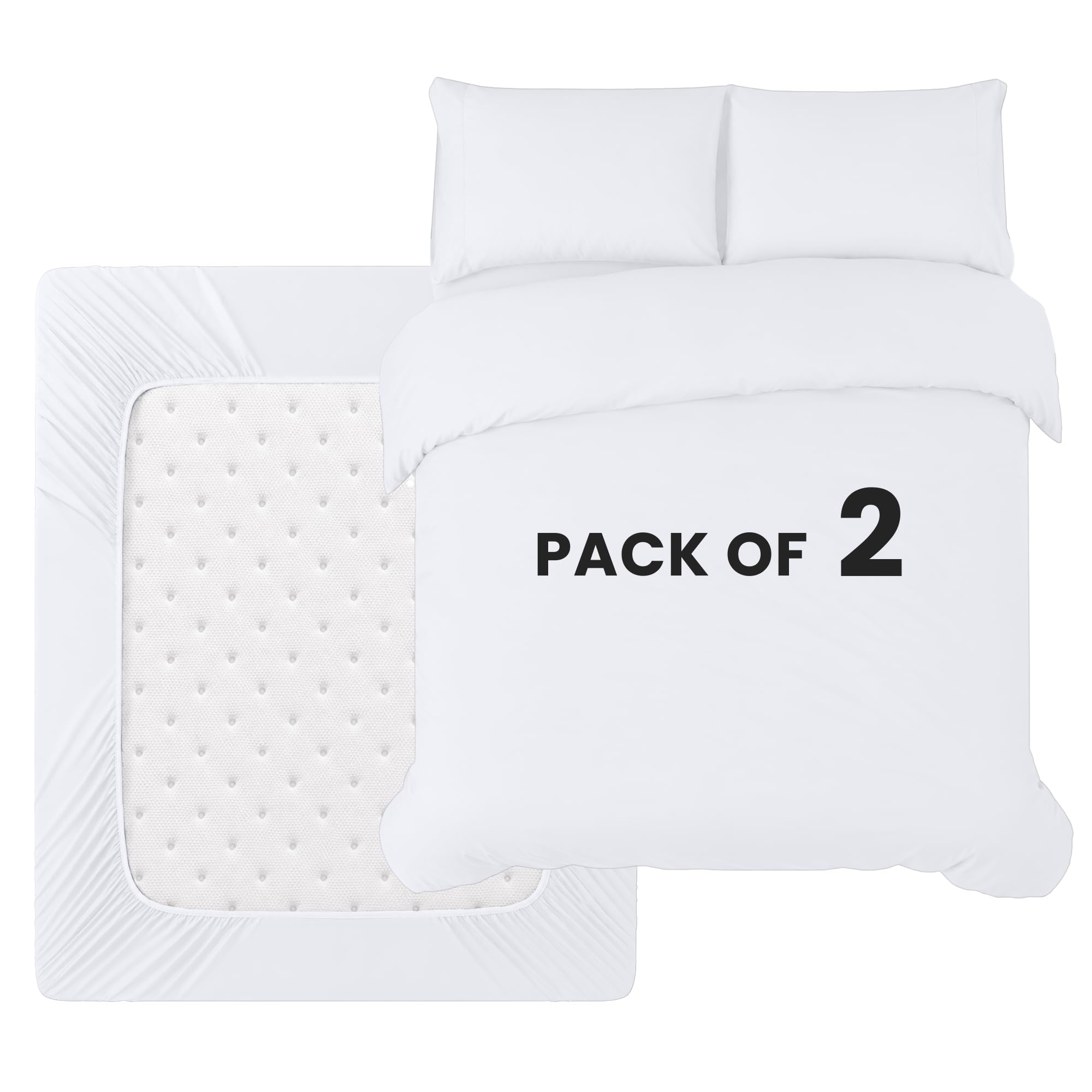 BEDIO Super King Duvet Cover Set – Pack of 2- Soft Double Brushed Microfibre Polyester - Bedding Quilt Cover Set, with Pillow case (White)