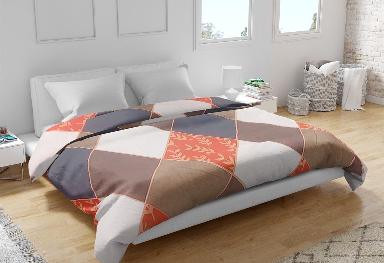 Soft Glace Cotton Duvet Cover/Razai Cover/Quilt Cover for Double Bed Size with Zipper (Dohars) 90x100 inch- Multicolor Printed (Double Rajai 575-12)-image-39