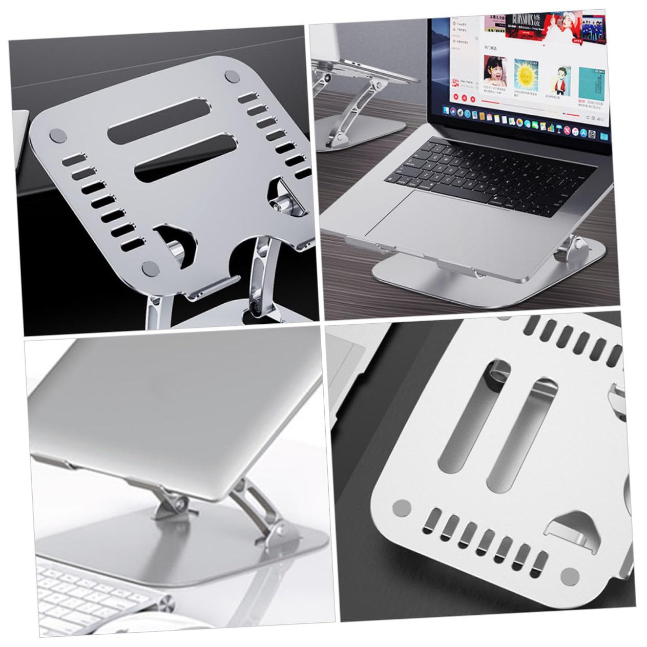 NUOBESTY Soporte Portátil para Laptop De Aleación De Aluminio con Diseño Ajustable para Escritorio Soporte Ergonómico Ventilado Compatible con Diferentes Marcas para Oficina y Hogar