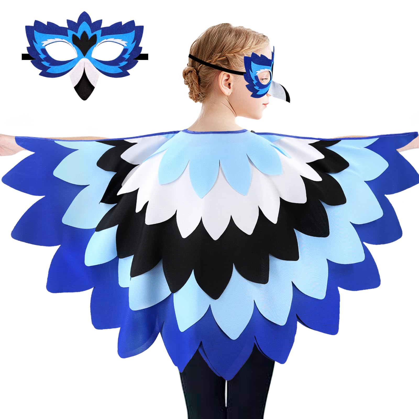 iROLEWIN Bird-Costume for Kids 3D Bird Mask Eagle-Parrot Wings Costume as Boys Girls Animal Dress-up Christmas Party Gifts