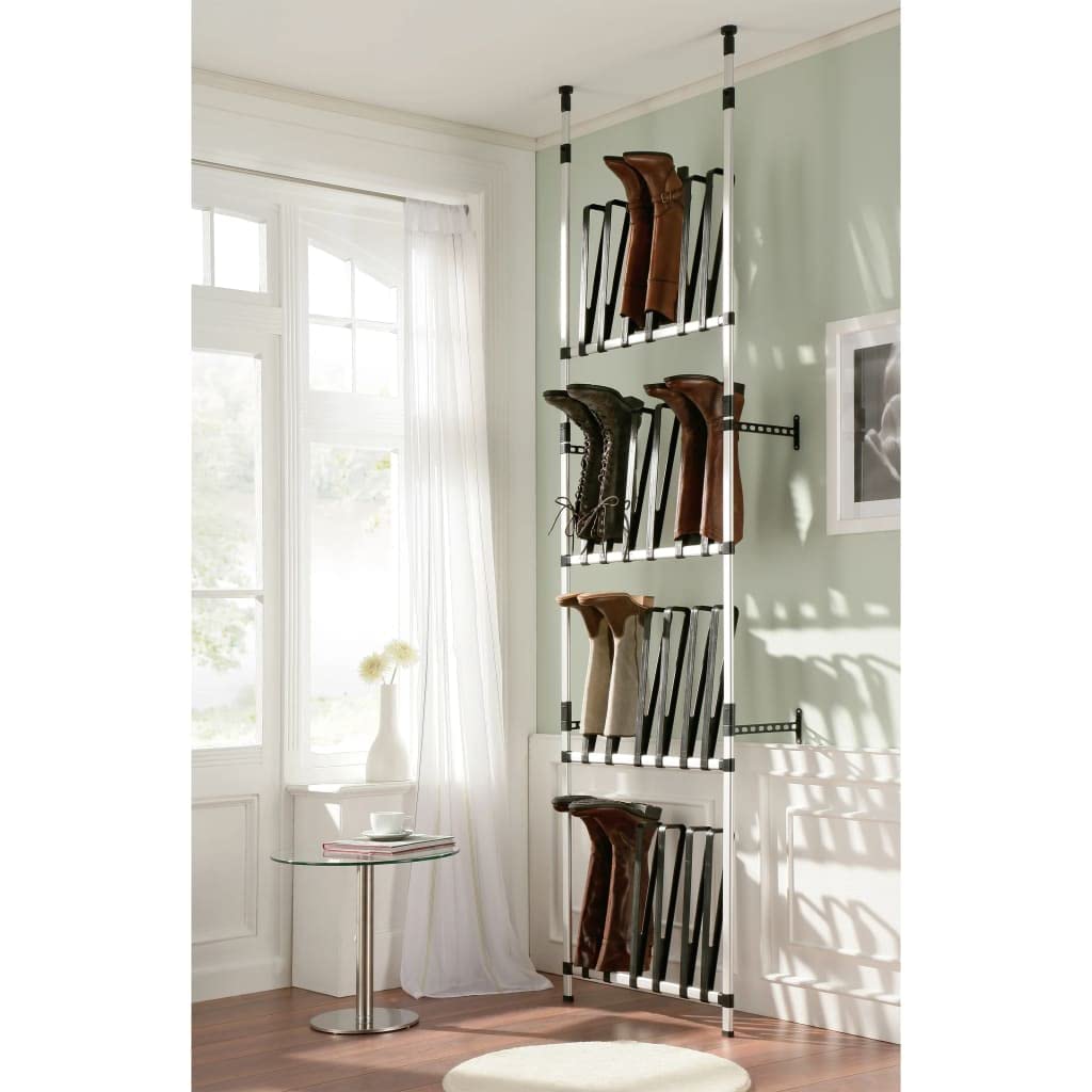 Teleskop-Stiefelregal mit Stangen Aluminium, Schuh Regal Schuhständer Shoe Rack Schuhkommode Geeignet für Schlafzimmer Flur Hotel Garderobe