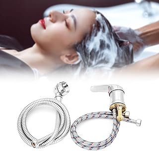 Sink Faucet Set for Salon Shampoo Bowl, Salon Shampoo Bowl Faucet and Sprayer Kit, with Hose and Booster Sprinkler, for Shampoo Bed Bowl or Backwash Unit, Salon Sink Faucet (Silver(Chrome faucet))