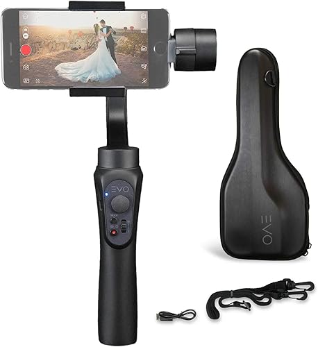 EVO SHIFT Soporte de mano de 3 ejes para Smartphones iPhone y Android - Controles inteligentes de aplicaciones para panorámicas automáticas, lapso