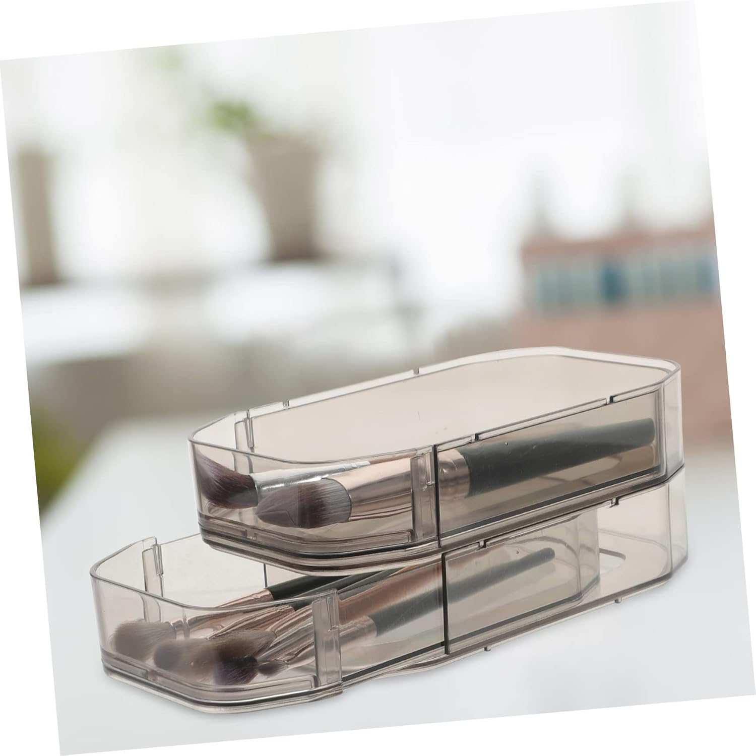 SECFOU Stacked Drawer Type Storage Box Practical Desktop Organizer for Makeup Office Supplies and Household Items Transparent Capacity Easy to Use Stable Design