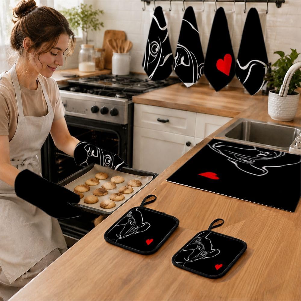 9PCS Carino Frenchie Art Cucina Decor e Accessori Set