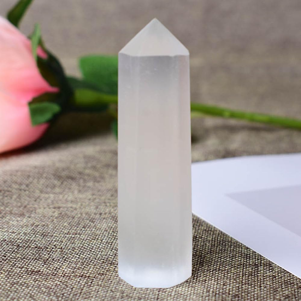 Selenita natural de 70-80mm: varita de punto de cristal y torre para decoración
