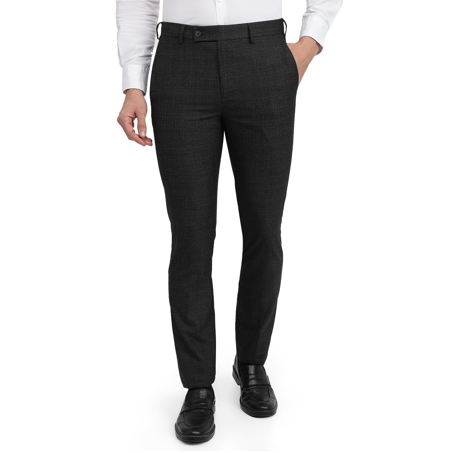 park avenue Men Slim Fit Solid Pattern Polyester Blend Flat Front Formal Trouser-picture-12