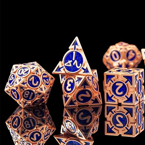 Miniatura 10 de RULE DICE Juego de dados de metal DND D&D Dungeons and Dragons, único juego de dados poliédricos MTG RPG para juegos de rol D y D, dados de metal