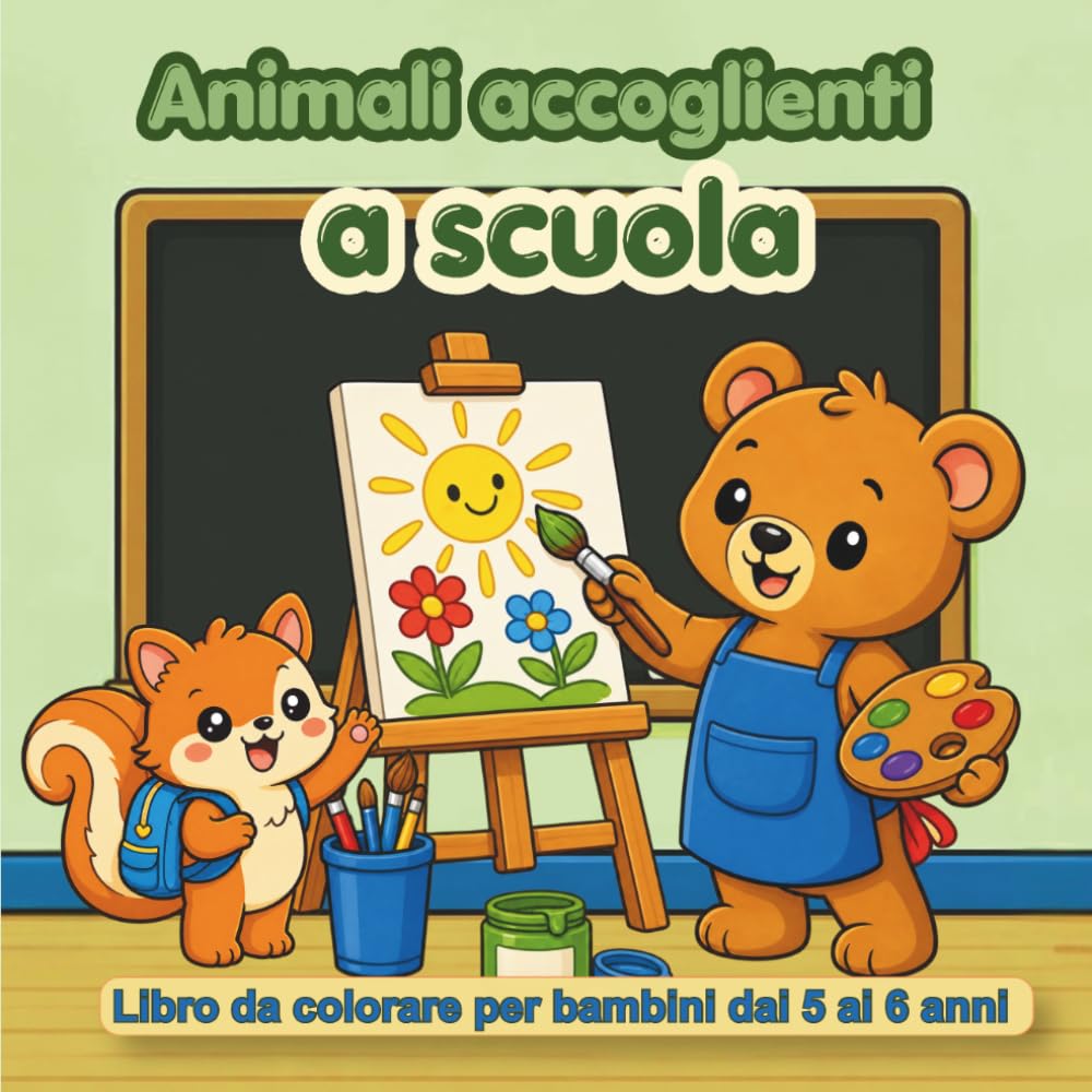 Animali accoglienti a scuola: Libro da colorare per bambini