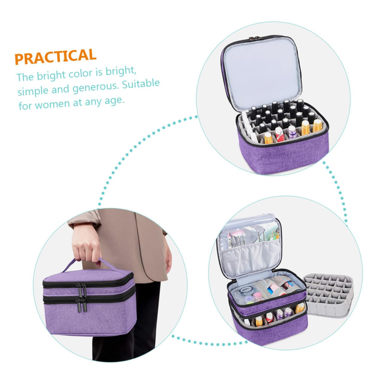 Homoyoyo Valigetta per Smalto Doppio Strato Custodia per Oli Essenziali Borsa Portaoggetti Portatile e Resistente per Trucco e Viaggi