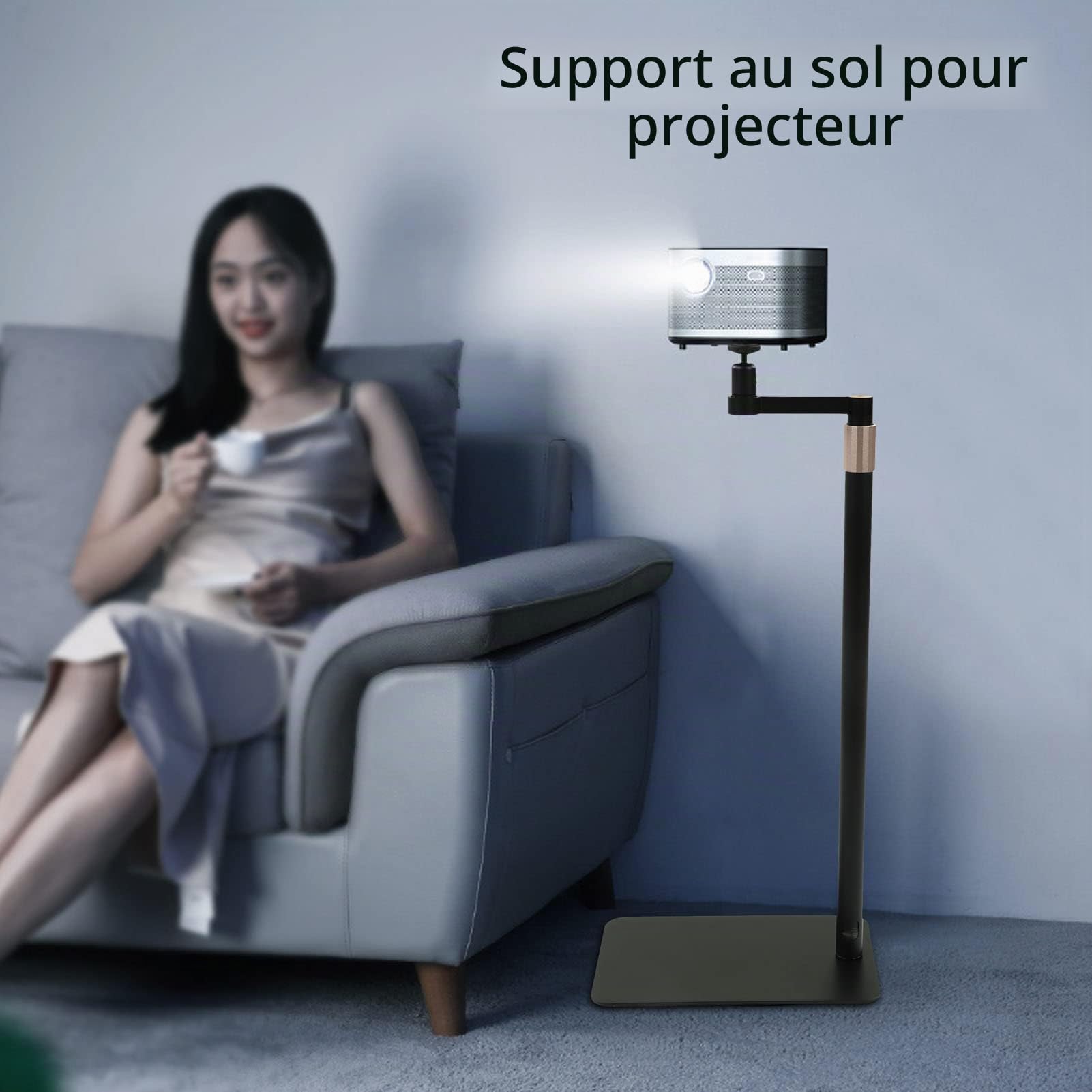 Support de Sol pour Projecteur, Trépied Universel pour Projecteur, Réglable en Hauteur, dissimulé Contre Une étagère de Support de Montage Mural avec Base Robuste pour Téléphone