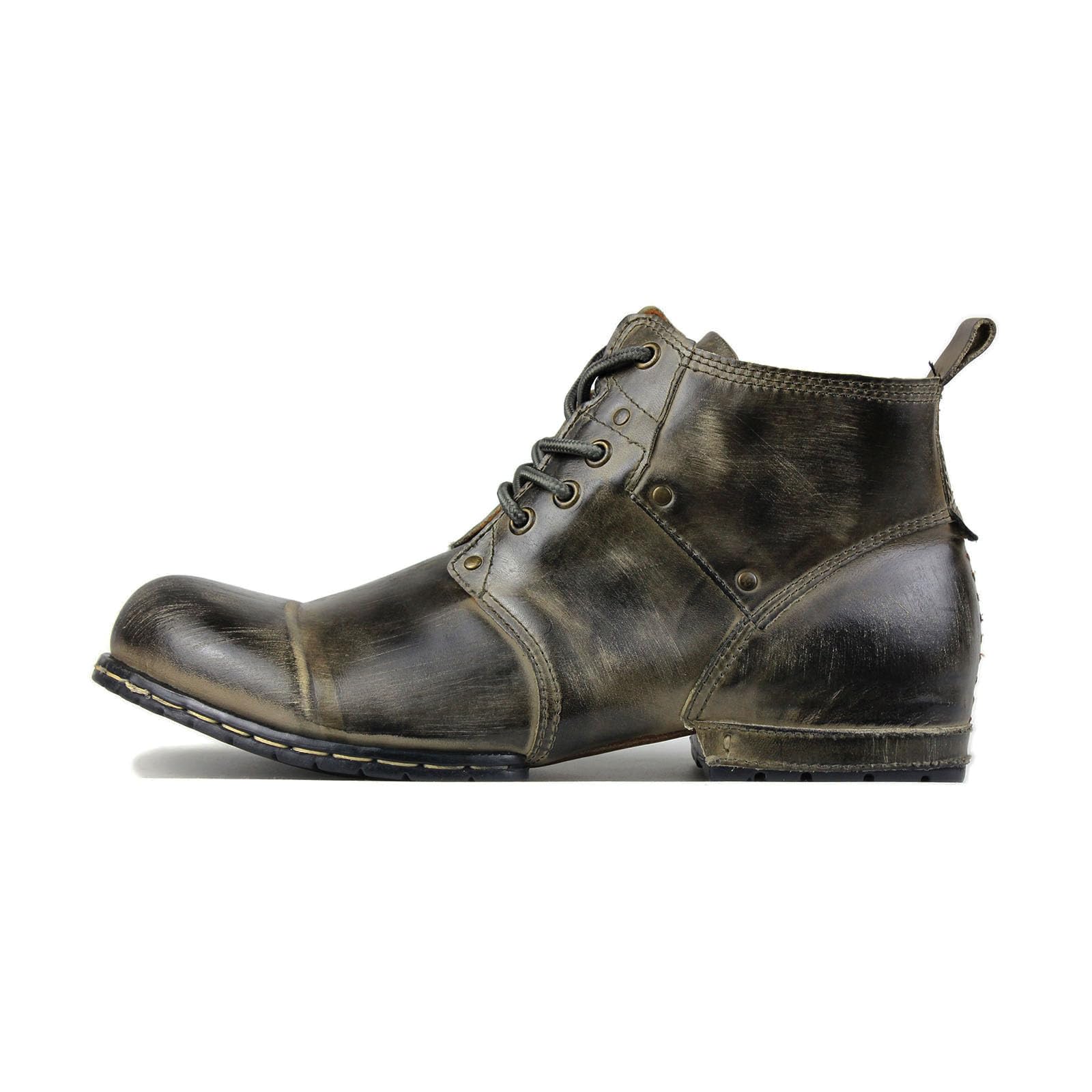 OSSTONE Botas para Moto Botines Hombre de Invierno Piel Zapatos Negras Vestir Nieve Piel Forradas Calientes Planas Combate Militares Cremallera Boots OS-6015-1-A-R