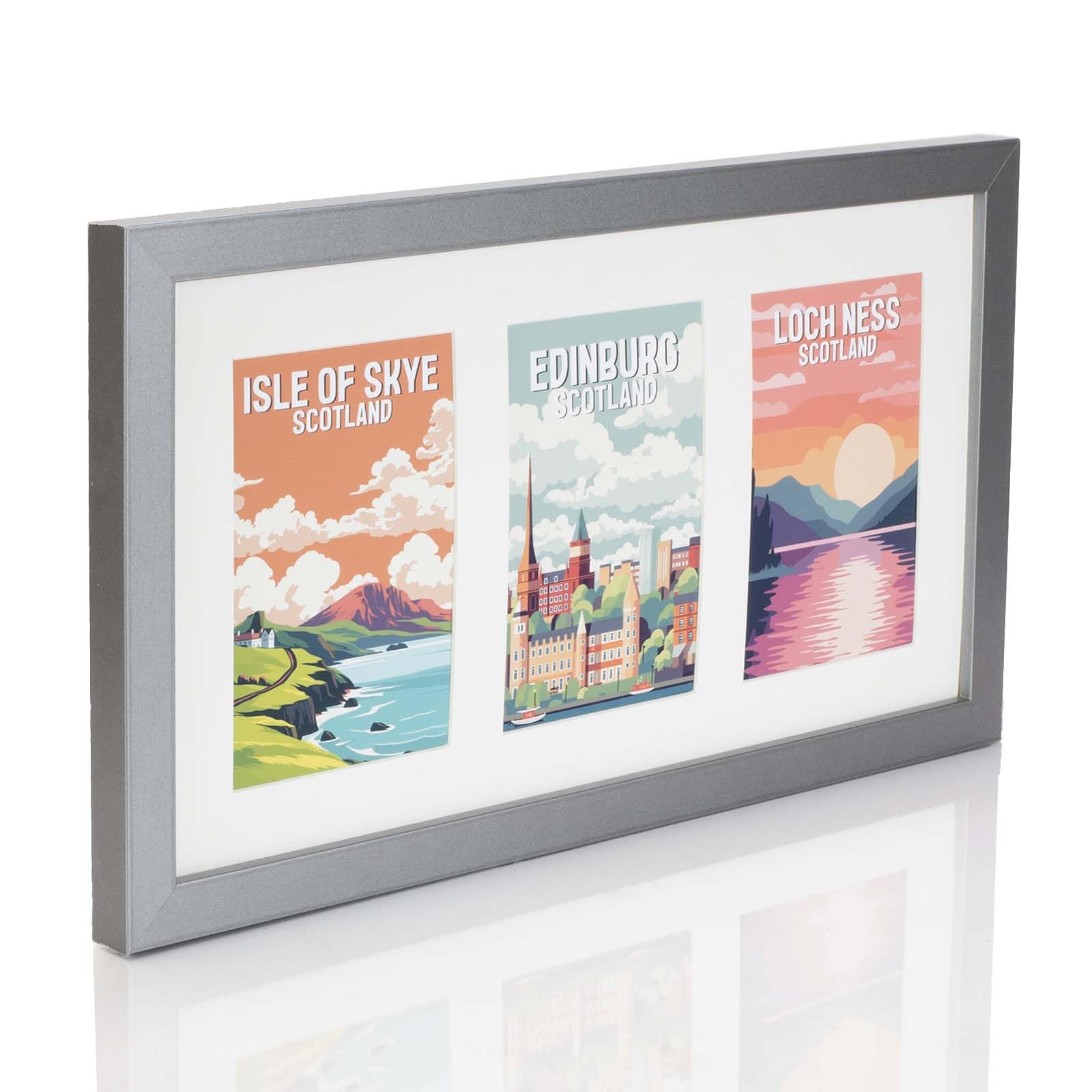 Boldon Framing Gunmetal Multi Aperture Photo Picture Frames Holds 2, 3 Or 4 Photos Various Sizes And Colours-Fits 3 7X5 Inch Photos