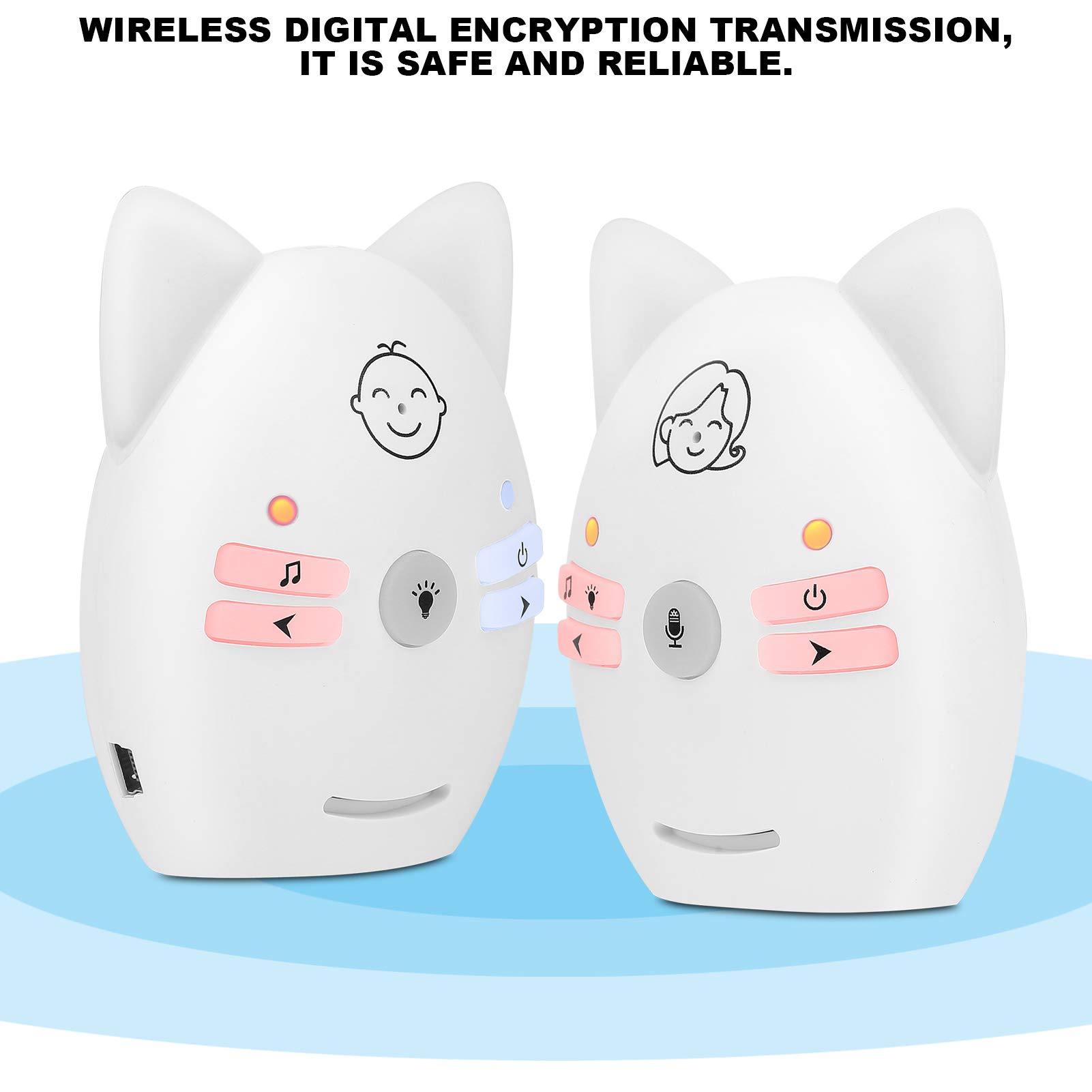 Baby Monitor Audio Digitale, Baby Monitor Wireless Portatile bidirezionale e monitoraggio Audio con Luce Notturna per la Sicurezza del Bambino(Spina UE)