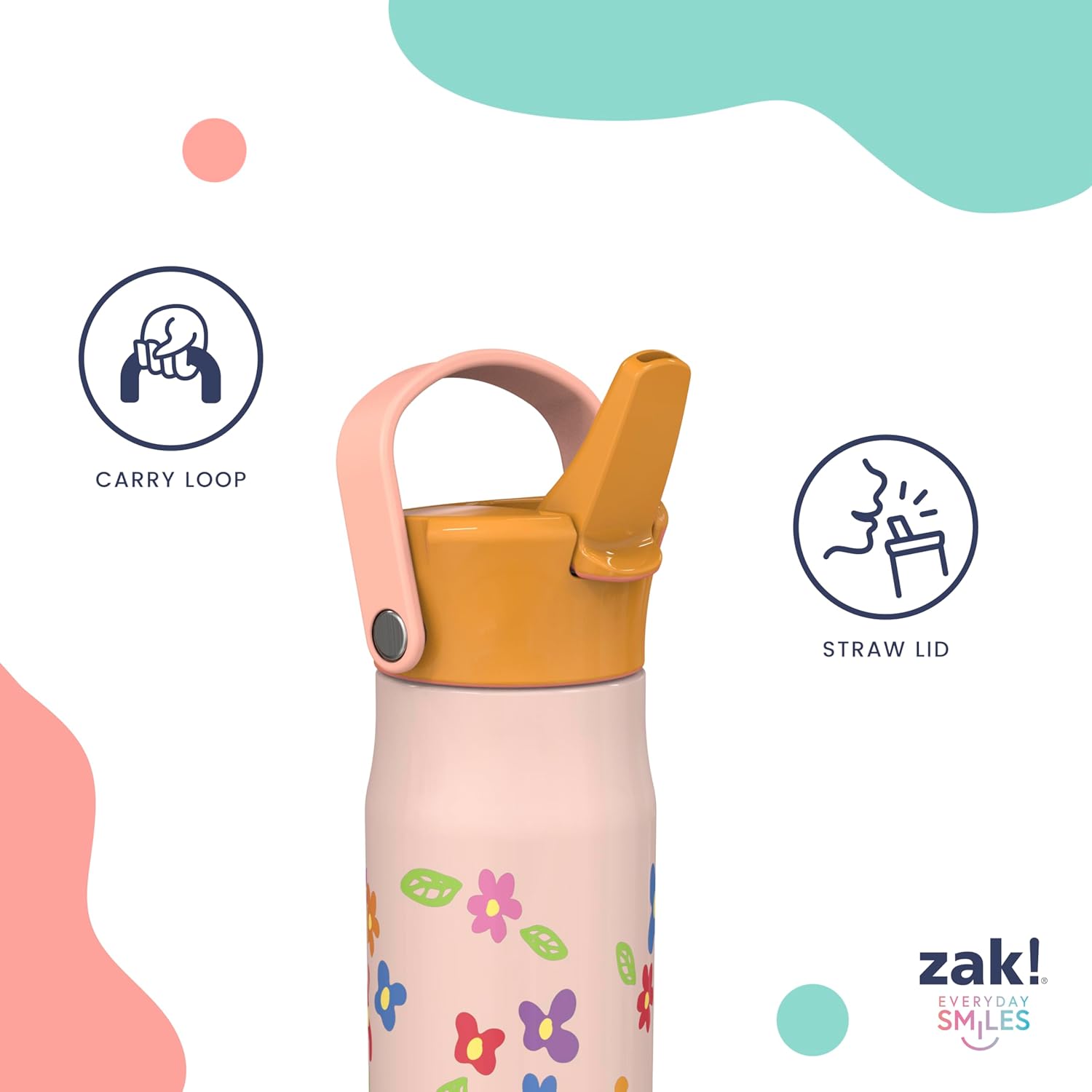 Zak Designs Harmony Kid Water Bottle Benefiting St. Jude, For Travel or At Home, 14oz Stainless Steel is Leak-Proof When Closed and Vacuum Insulated (Space) - Image 5