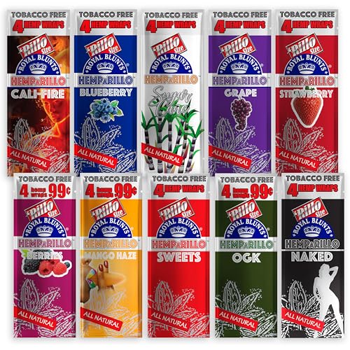 HEMPARILLO Hemparillo Rillo Size Hemp Wraps 4 Count Per Sleeve (Variety Pack (10 Count), Blue