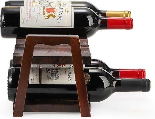 Miniatura 3 de Peohud Estante de vino para encimera, soporte de madera para vino de 8 botellas, 2 niveles, estante de almacenamiento de vino para el hogar, cocina,