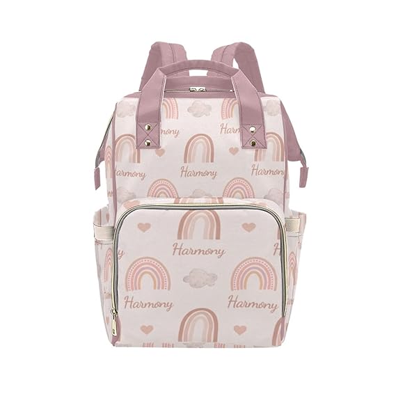 Cowcute Blue Rainbow Arch - Personalized Diaper Bags Custom Name Multifunction Waterproof Mommy Backpack Nappy Bag